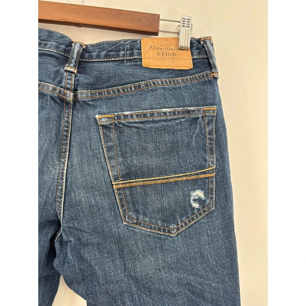 Abercrombie & Fitch Mens Blue Classic Straight Distressed Jeans 30x31 Vintage